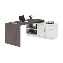 Equinox L-Shaped Desk with Open Storage and Utility Drawers - 71"W