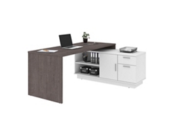 Equinox L-Shaped Desk with Open Storage and Utility Drawers - 71"W