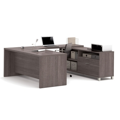 Pro Linea U-Shaped Desk with Storage Credenza and Utility Drawers - 71"W