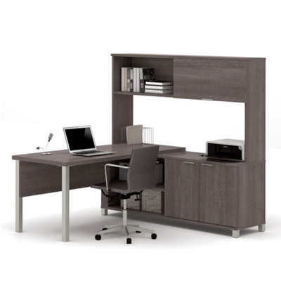 Two Door L-Desk with Hutch - 71.1"W