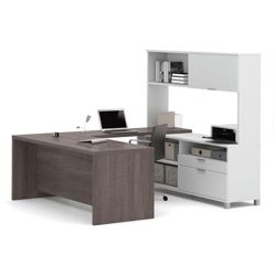 Pro Linea Office Set with Executive U-Desk, Storage Credenza and Hutch