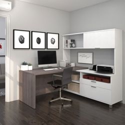 Pro Linea Office Set with L-Desk and Reversible Storage Credenza