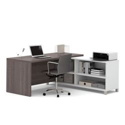 Pro Linea Reversible L-Desk with Open Adjustable Shelves - 71"W