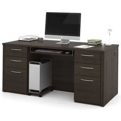 Embassy Double Pedestal Computer Desk with File Storage - 66"W