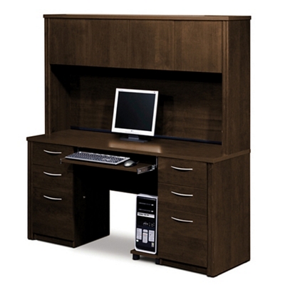 Embassy Double Pedestal Desk with Hutch 66"W
