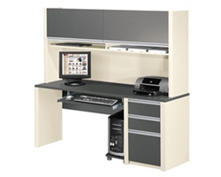 Connexion Single Pedestal Credenza with Hutch and Keyboard Tray - 72"W