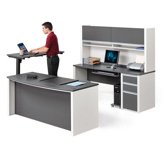 Connexion Executive Office Suite with Adjustable Height Desk and Hutch