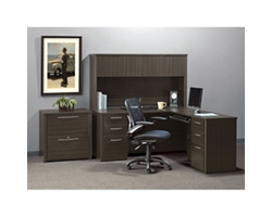 Embassy Office Set with Reversible L-Shaped Desk, Hutch and File Storage