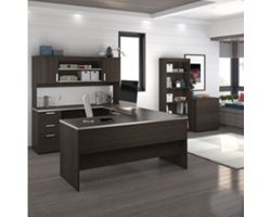 Ridgeley U-Shaped Desk with Storage Credenza plus Bookcase and File