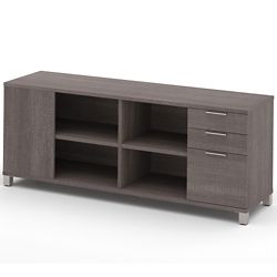 Pro Linea Storage Credenza with Open Shelving and Utility Drawers - 71W