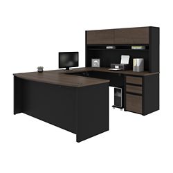 Connexion Bowfront Reversible U-Desk with Storage Hutch