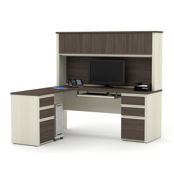 Prestige Plus Reversible L Shaped Desk with Hutch and File Storage