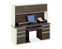 Prestige Plus Double Credenza Desk with Storage Hutch - 71"W