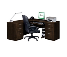 Embassy Reversible L-Shaped Desk with Utility Drawers and File Storage