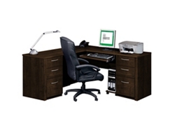 Embassy Reversible L-Shaped Desk with Utility Drawers and File Storage
