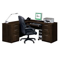Embassy Reversible L-Shaped Desk with Utility Drawers and File Storage