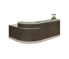 Esquire Glass Top Reception Desk with ADA Return - 79"W x 63"D
