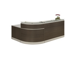 Esquire Glass Top Reception Desk with ADA Return - 79"W x 63"D