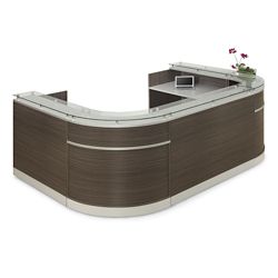 Esquire Glass Top U-Shaped Reception Desk - 126"W x 94"D