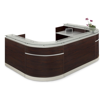 Esquire Glass Top U-Shaped Reception Desk - 126