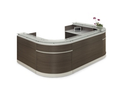 Esquire Glass Top U-Shaped Reception Desk - 126"W x 79"D