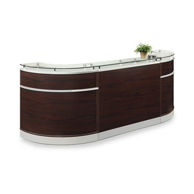 Esquire Glass Top Compact Arc Shaped Reception Desk 110 W X 32 D