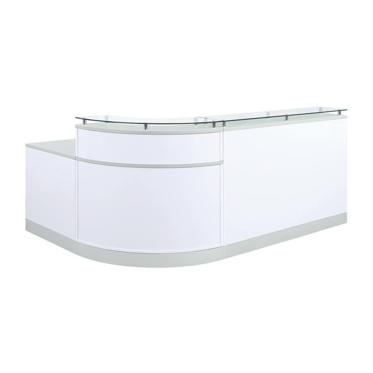 Esquire Curved Glass Top Reception Desk with Reversible ADA Return- 95