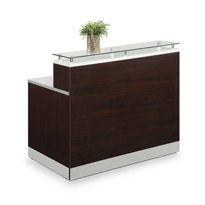 Esquire Glass Top Reception Desk - 63"W x 32"D