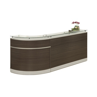 Esquire Glass Top Single Curve Reception Desk - 96"W x 31"D