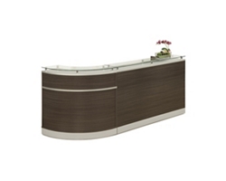 Esquire Glass Top Single Curve Reception Desk - 96"W x 31"D