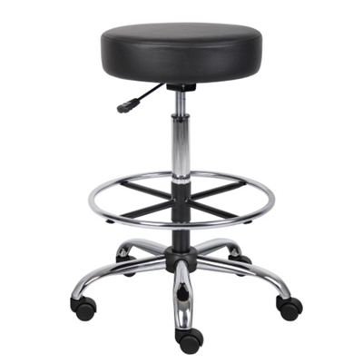 Boss Medical Backless Vinyl Stool with Adjustable Seat and Foot Ring