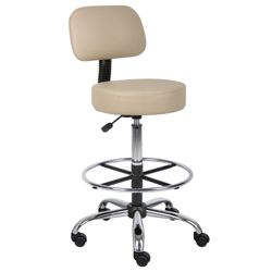 Medical Armless Vinyl Stool with Adjustable Seat Height and Foot Ring