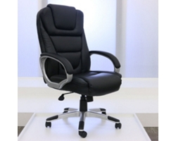 Work Smart Executive Leather Flip-Arm Chair