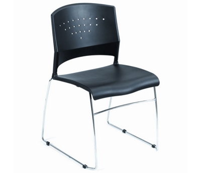 Flame Stacking Chair with Lumbar Support and Chrome Frame