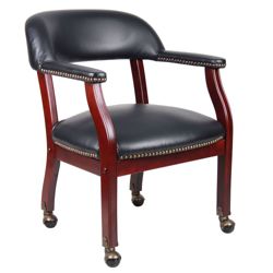 Widmore Captain's Chair with Mahogany Finish and Casters
