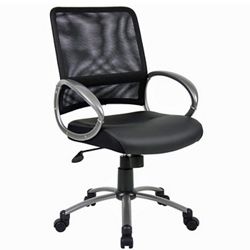 Bonded Leather Seat and Mesh Back Computer Chair