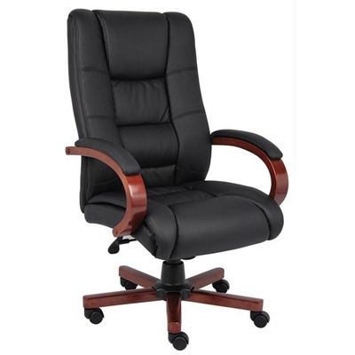 Executive High Back Vinyl Adjustable Chair with Padded Hardwood Armrests