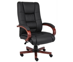 Executive High Back Vinyl Adjustable Chair with Padded Hardwood Armrests