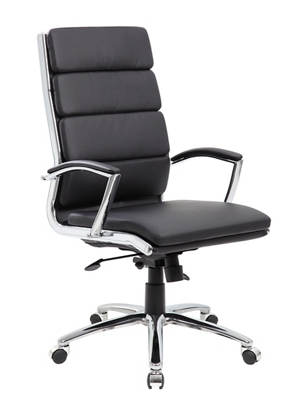 Boss CaressoftPlus White/Chrome Finish Executive Chair