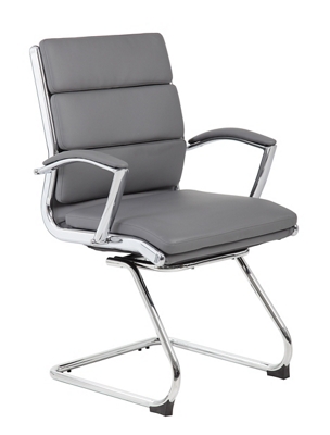Crofton Faux Leather Guest Chair with Chrome Base and Padded Armrests