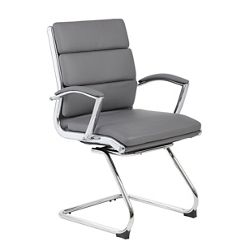 Crofton Faux Leather Guest Chair with Chrome Base and Padded Armrests