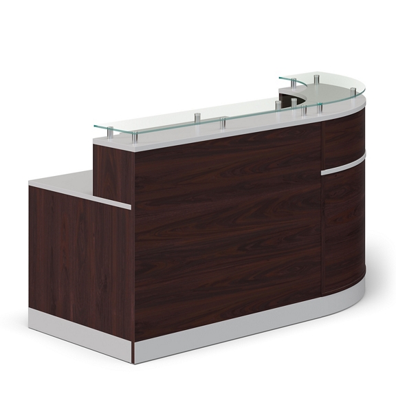 Esquire Glass Top Reception Desk with Reversible ADA Return - 79"W x 63"D