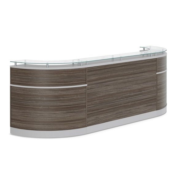 Esquire Curved Glass Top Reception Desk - 127"W x 32"D