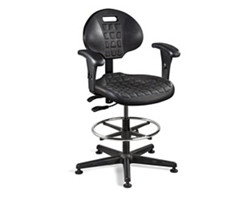Polyurethane Stool with Arms and Footrest -19"-26.5"H