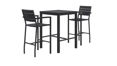 Eveleen Outdoor Bar Height Bistro Table with Two Stools - 30"Wx30"D