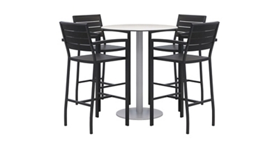 Eveleen Outdoor Bar Height Table with Four Stools - 36"DIA