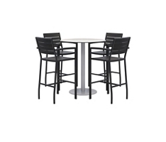 Eveleen Outdoor Bar Height Table with Four Stools - 36"DIA