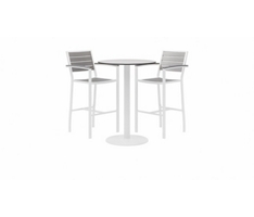 Eveleen Outdoor Bar Height Bistro Table with Two Stools - 30"DIA