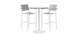 Eveleen Outdoor Bar Height Bistro Table with Two Stools - 30"DIA