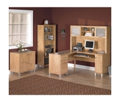 Somerset L-Desk Office Suite with Hutch, Bookcase and File Cabinet